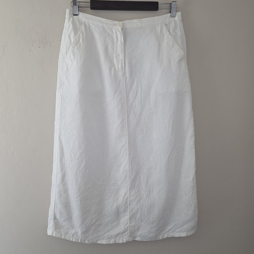 L.L. Bean Women's Long‎ Linen White Skirt Size 8